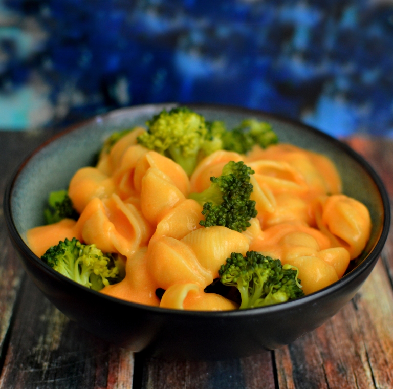 Vegan Shells & Cheese with Broccoli - Fat Free - Rich Bitch Cooking Blog