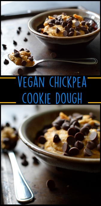 Vegan Chickpea Cookie Dough with Chocolate Chips - 4 Ingredients - Gluten Free - Rich Bitch Cooking Blog