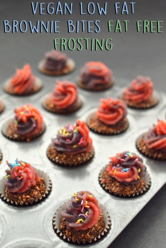 Vegan Low Fat Brownie Bites with Fat Free Frosting - 4 Vegan Low Fat Recipes (Starch Solution / HCLF) - Rich Bitch Cooking Blog